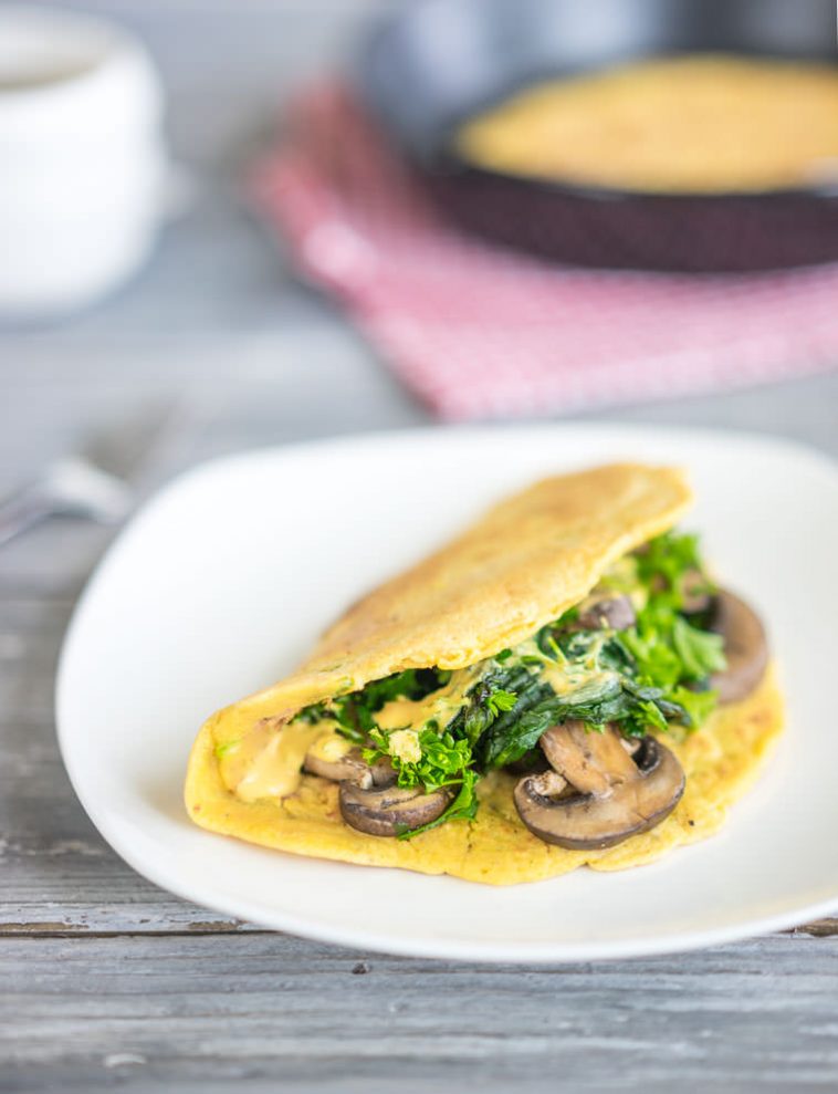 Cheesy Chickpea Omelets with Mushrooms & Spinach | One Ingredient Chef