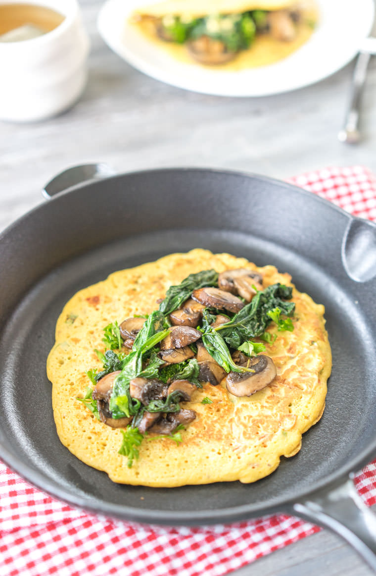 Cheesy Chickpea Omelets with Mushrooms & Spinach | One Ingredient Chef