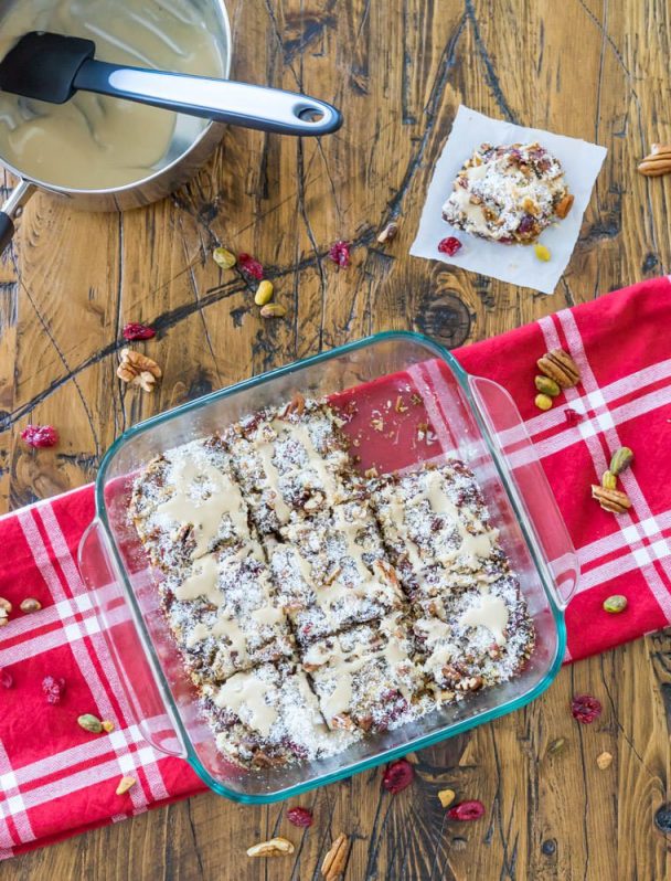 Magic Fruit Cake Bars with White Chocolate Drizzle | One Ingredient Chef